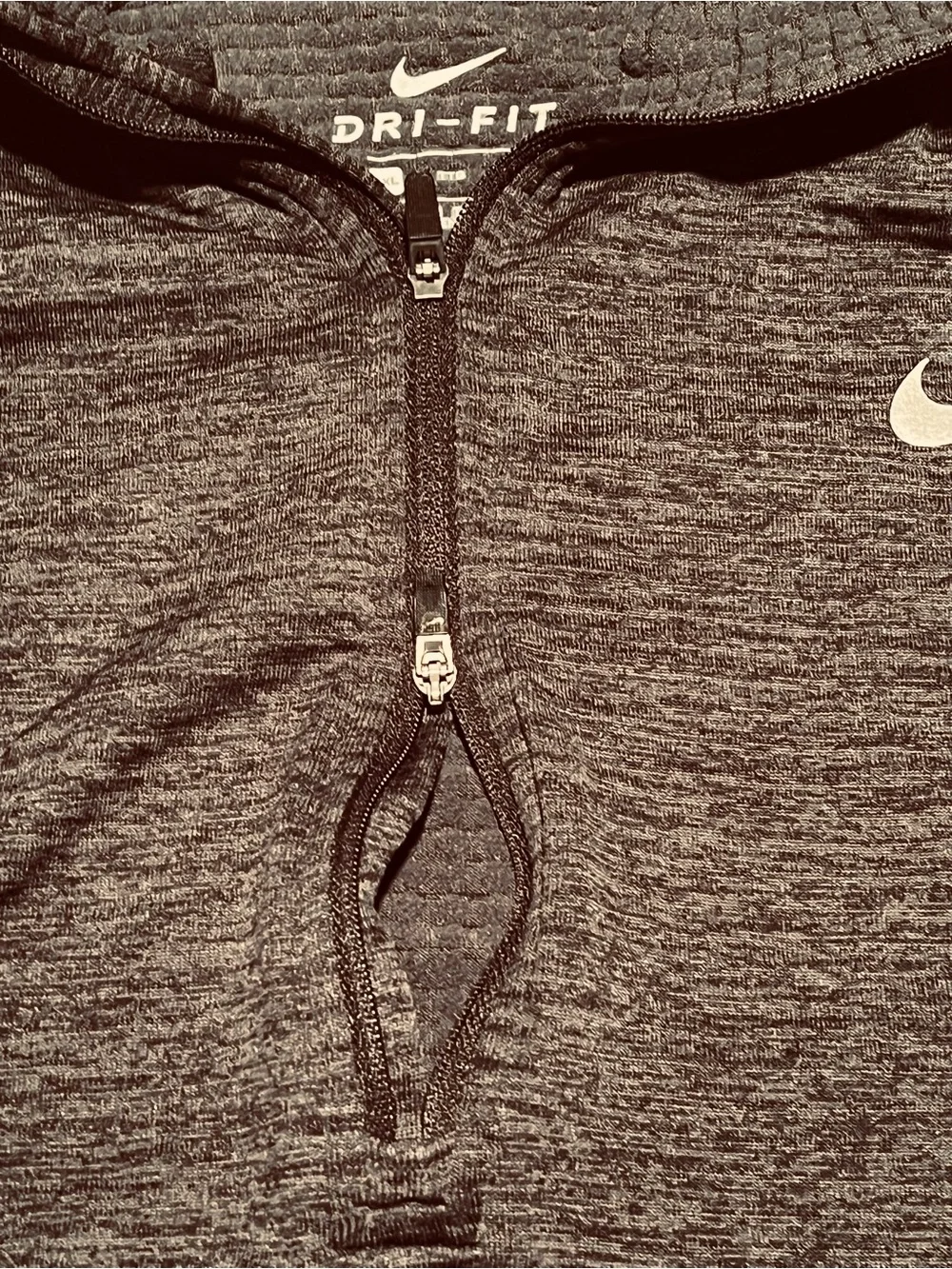 Nike Dri-FIT XXL Men’s Cold Weather Running Quarter Zip Thumbholes Black Gray